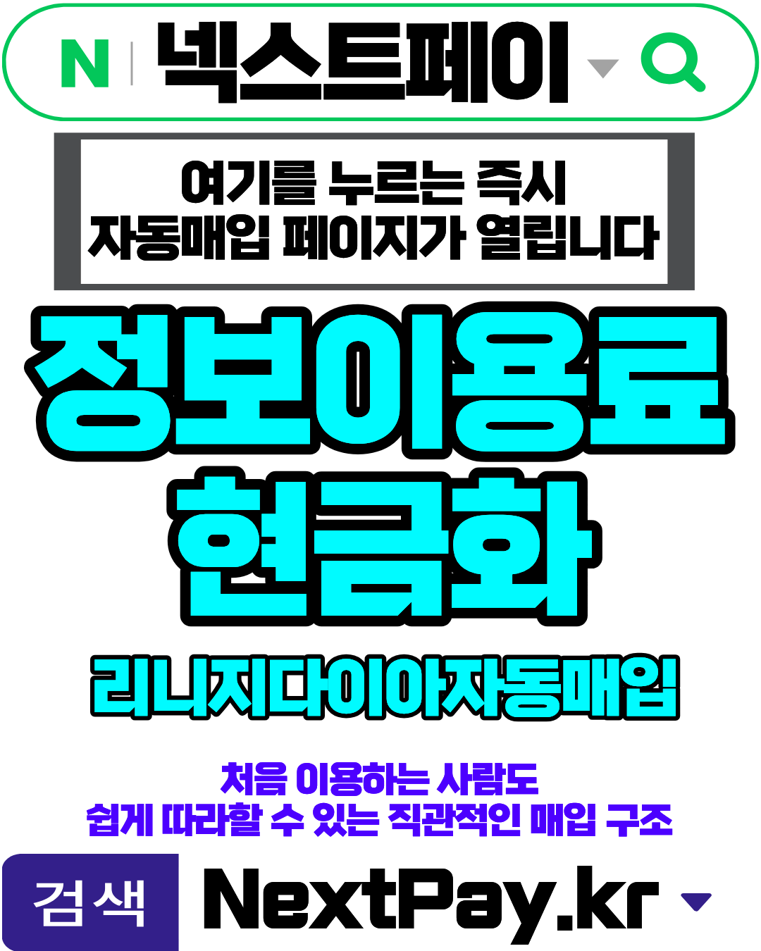 정보이용료현금화 넥스트페이 실시간처리 안전거래 서비스정보