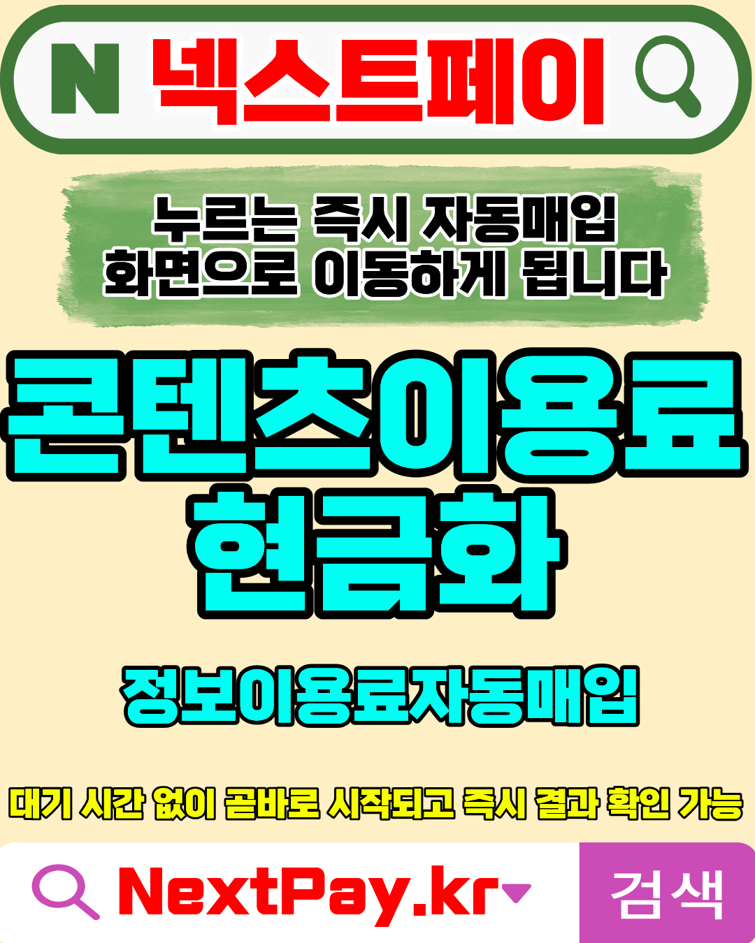 정보이용료현금화 넥스트페이 실시간처리 안전거래 서비스정보