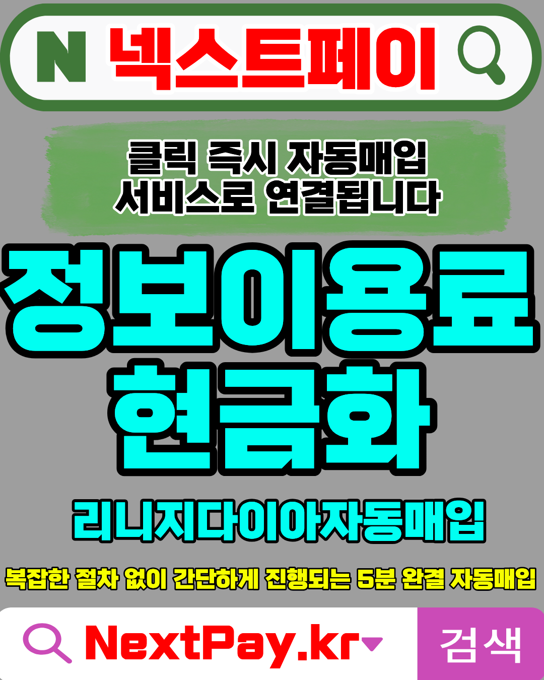 정보이용료현금화 넥스트페이 승인율높음 신속진행 서비스정보